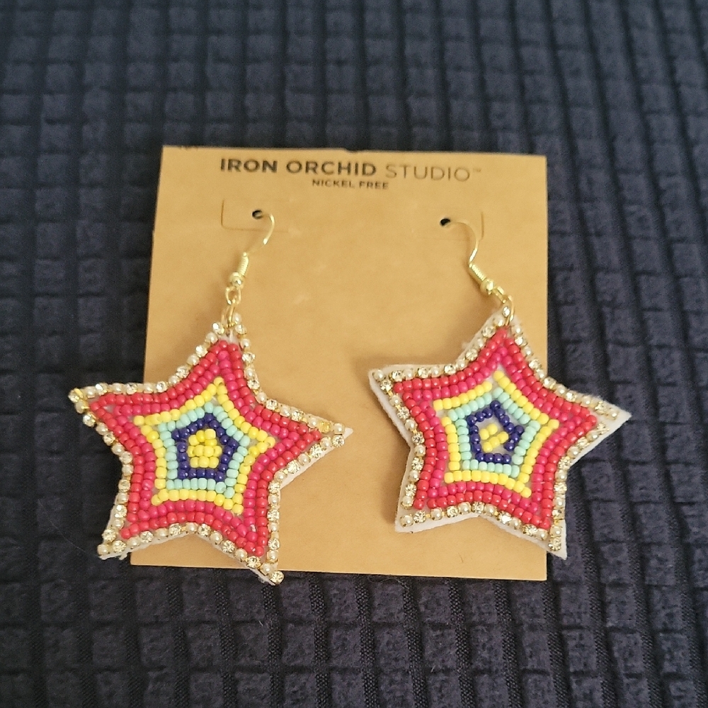 Star Beaded Earrings - Multicolor
